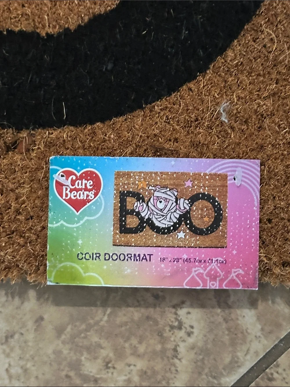 Care Bears Halloween BOO Mummy Bear Doormat in Brown and Black with Pink Accents